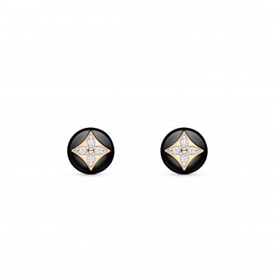 LOUIS VUITTON COLOR BLOSSOM STUDS, YELLOW GOLD, WHITE GOLD, ONYX AND DIAMONDS Q96990